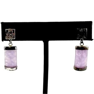 Vintage Lavender Jadeite Jade Sterling Silver Earrings